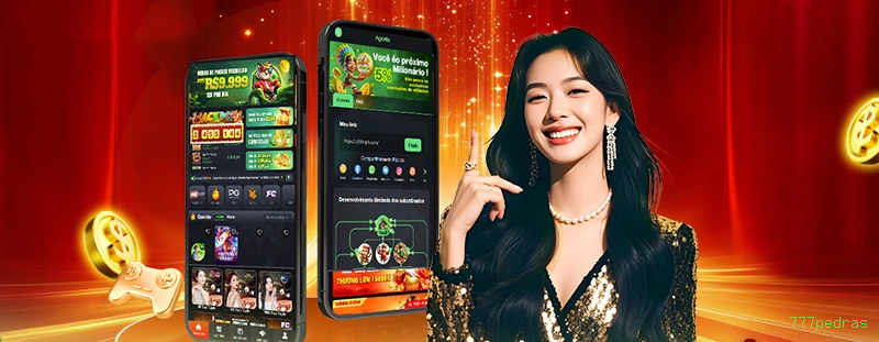 Imagem promocional do cassino online da 777pedras mostrando jogos ao vivo